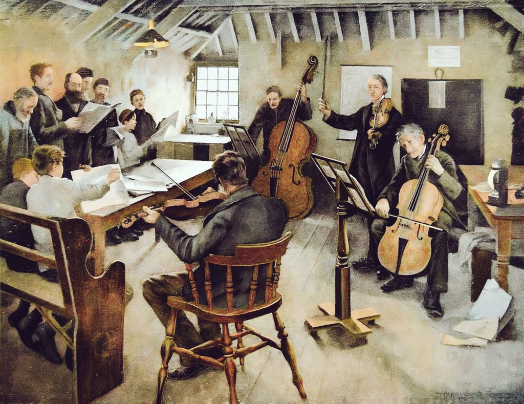 ConrothN's tweet image. 'The Village Philharmonic' by Irish-born British painter #StanhopeAlexanderForbes, known for his realism and connection to the #NewlynSchool.

The painting depicts a rehearsal of a #Cornish village band 🎶🎨