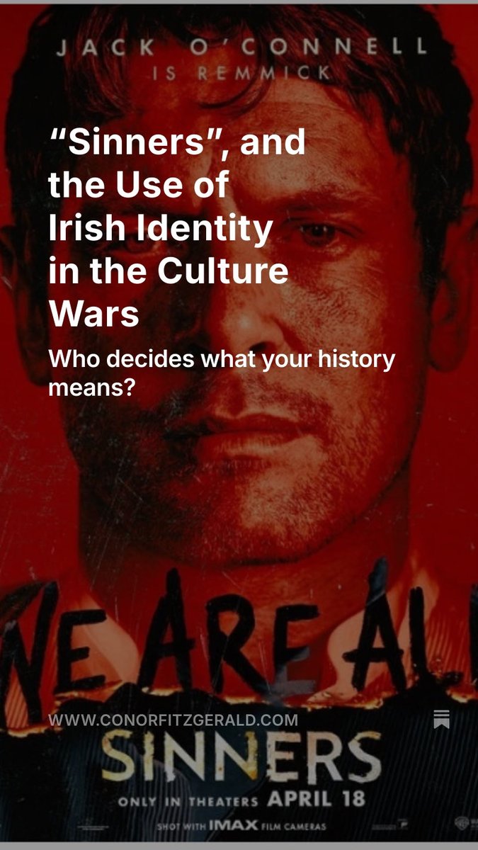 New one from me, one of my favourite things I’ve written in a little while. I wrote about the movie Sinners, and the way Irish Identity, history and culture become a tokens in a globalised American culture war. Link in 1st tweet below.👇🏾