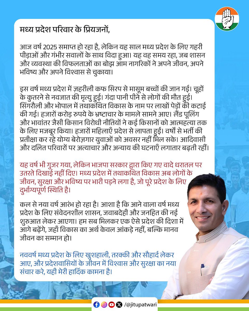 मध्य प्रदेश परिवार के समस्त परिजनों के नाम एक ख़त।