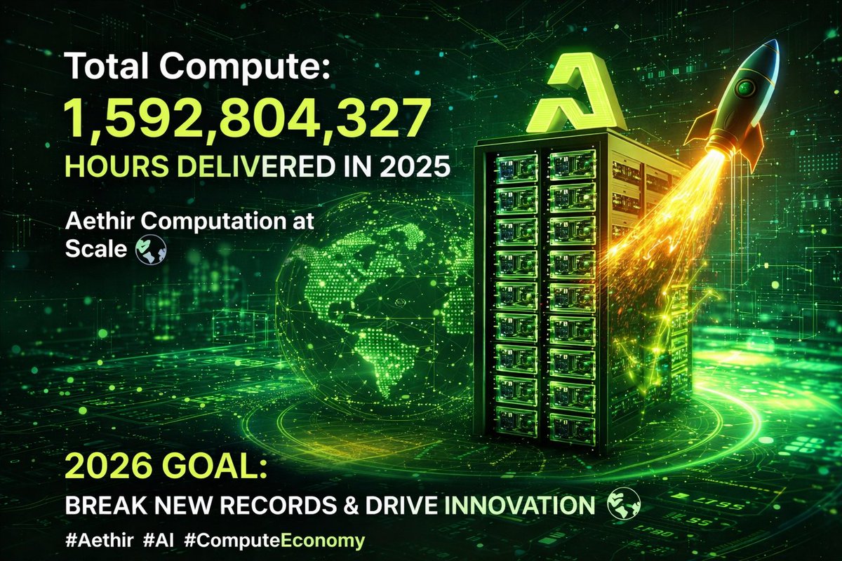 💠Atherians 🚀 Cerramos 2025 con cifras que hablan por sí solas. Este año, #Aethir entregó 1.592.804.327 horas de cómputo a nivel global 🌍 — ¡una barbaridad de potencia para entrenar, inferir y escalar IA! 💡📊

La computación se ha convertido en la columna vertebral de la
