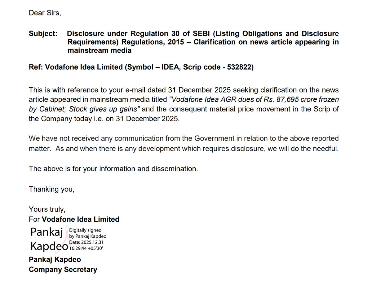 Vodafone Idea Issues Clarification on AGR Dues rumour #vodafoneidea #vi