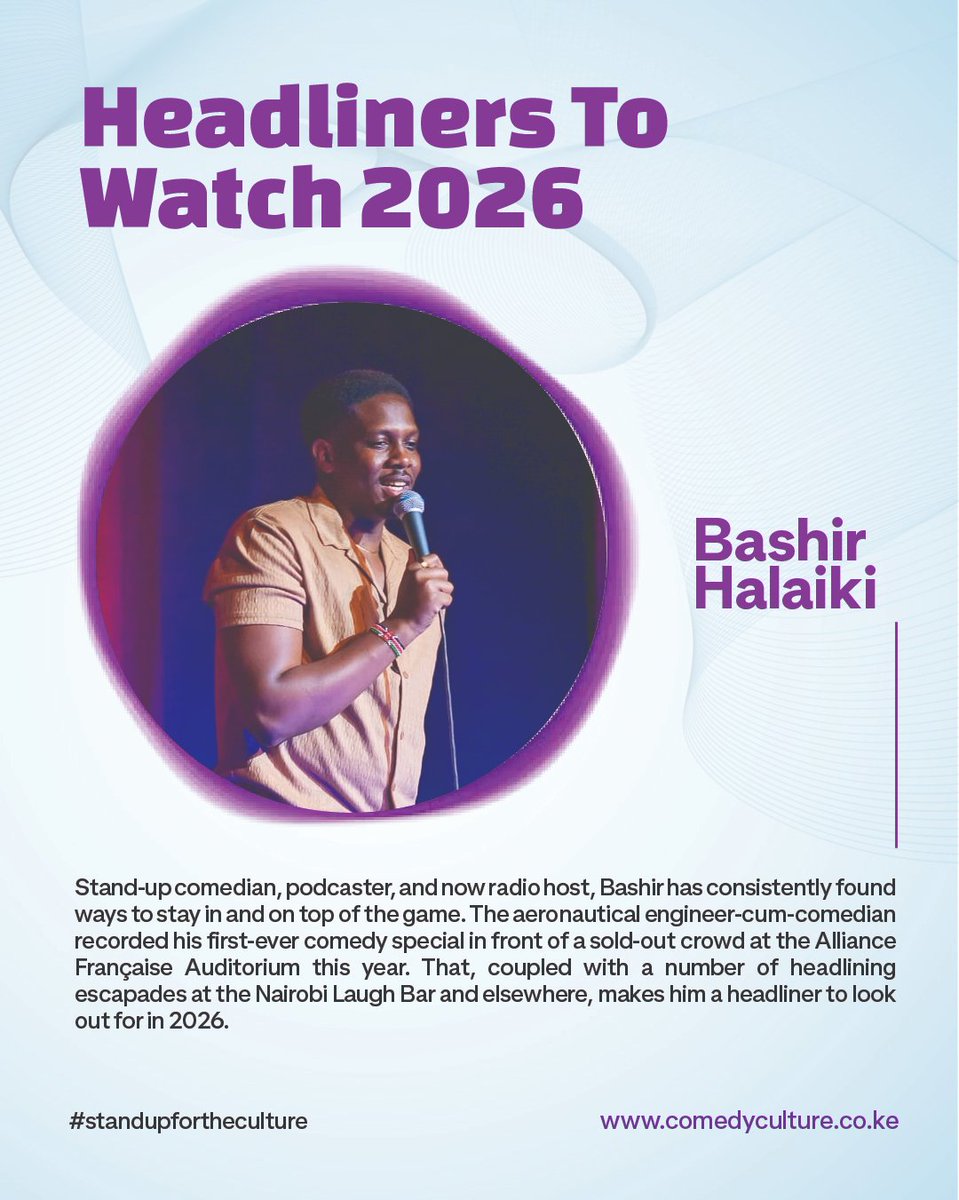 comedycultureke's tweet image. Stand-up comedian, podcaster, and radio host, @bashirhalaiki  has consistently found ways to stay in and on top of the game. The aeronautical engineer-cum-comedian recorded his first-ever comedy special in front of a sold-out crowd at the Alliance Française Auditorium this year.