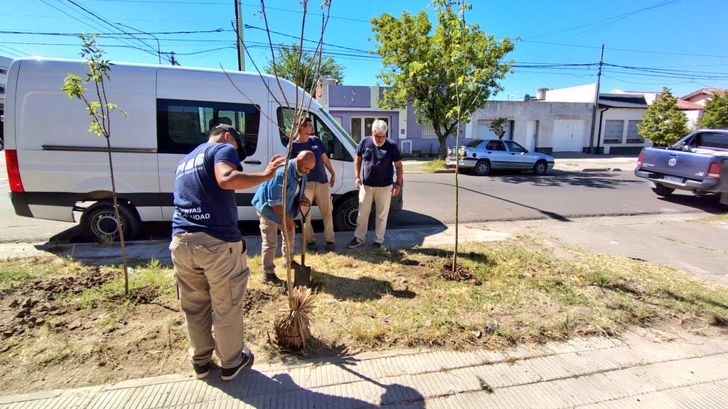 Gracias Hugo y Susana, vecinos de #TiroFederal y participantes de los cursos de #HuertasDeLaCiudad🍅🥦🌸, quienes plantaron los árboles que les donamos en el frente del patio de la #Escuela Nº 2.

Un espacio que empieza a tener vida, a crecer y ser de todos.
Desde el municipio
