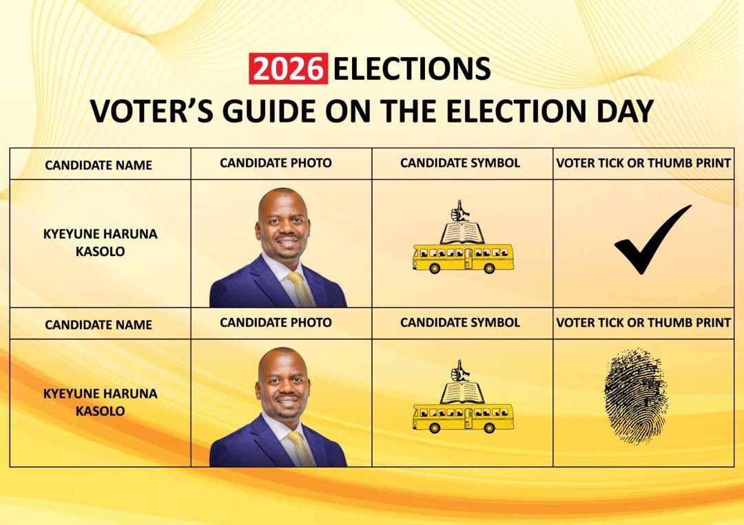 HonKyeyune's tweet image. Come 2026, there should be no confusion.

My name. My symbol. Your vote.

✔️ Kyeyune Haruna Kasolo
#ProtectingTheGains