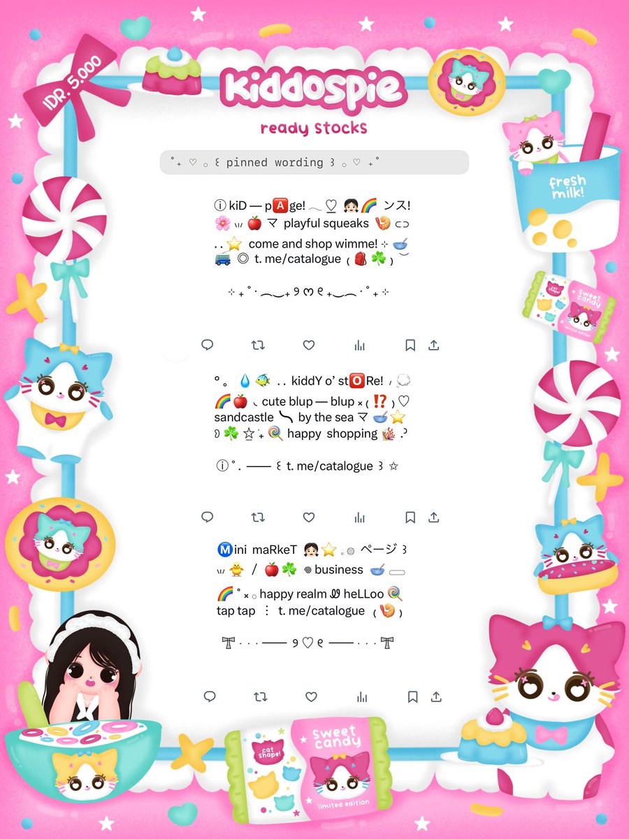 kiddospie's tweet image. ⠀
⸝⸝ ꕤ  𓈄 𓈒  help rt? thank you! ☘️

💭  ☆̲ ◞ₓ˚ 🥣 PROMO AKHIR TAHUN! 𓏲 ﾟ。。𖢷 sherina bawain pinned wording ready stOck! 🧁🌸 ⊂⊃ dengan harga ◎ IDR. 5.000 only ៶៲៸ ⓘ 👛 dm me or reply if you want!  ✋🏻 𖠗 ៸ 🍭🎀 

៸៸ 💌 യ #zonauang #zonaba ꒱