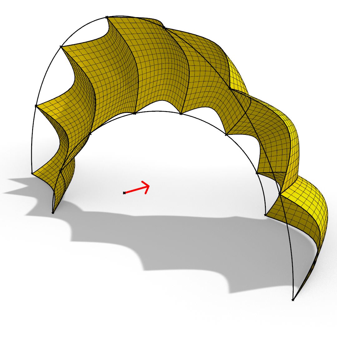 Parametric3d's tweet photo. In this Grasshopper Kangaroo tutorial, you’ll learn how to create a series of tensile structures between two profile curves and control both the amount and direction of wind force.

Example + Tutorial 👇
https://t.co/6n3Q3flhlM https://t.co/03n4V1GB76