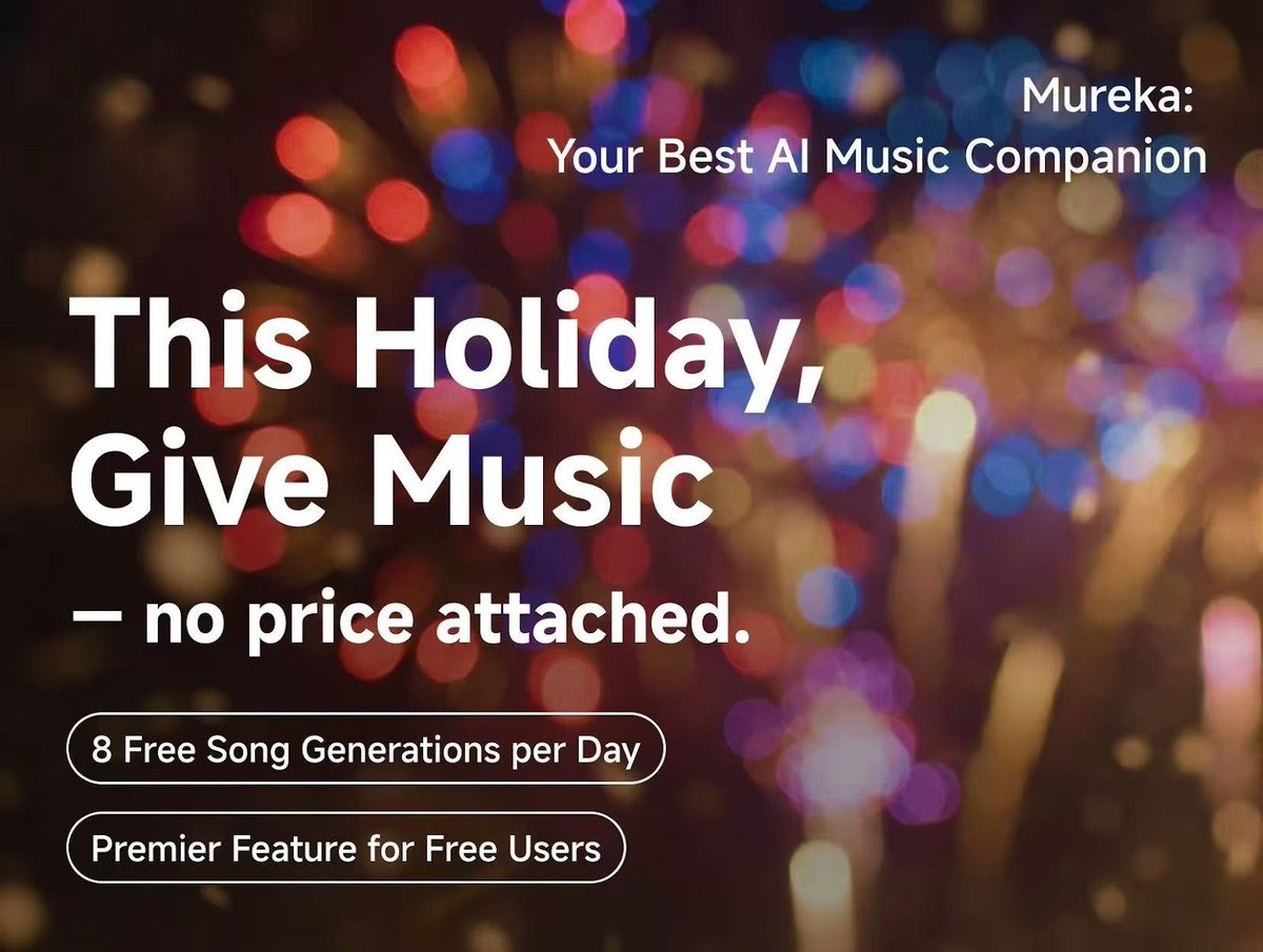 AI music has always been intriguing, but Mureka’s holiday offer changes everything.

Free daily credits, no strings attached, and premium features unlocked for everyone.

It’s not just about music creation, it’s about giving creators immediate access to the full range of