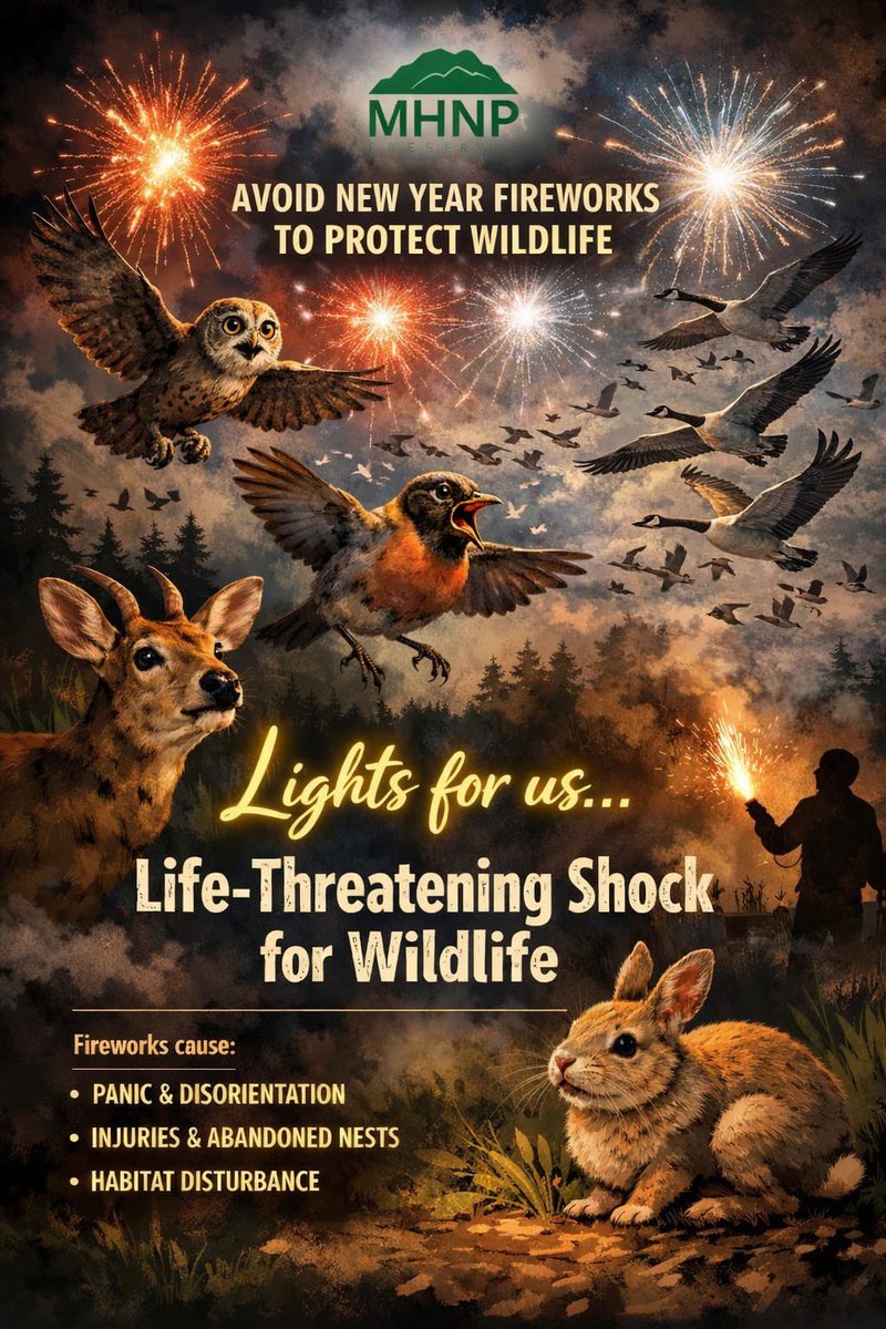 New Year Lights or Silent Suffering?
Fireworks may bring joy to us, but for wildlife, they mean fear, stress, and even death. The sudden lights and loud blasts can cause life-threatening shock, especially to migratory birds who rely on darkness and calm skies to navigate.