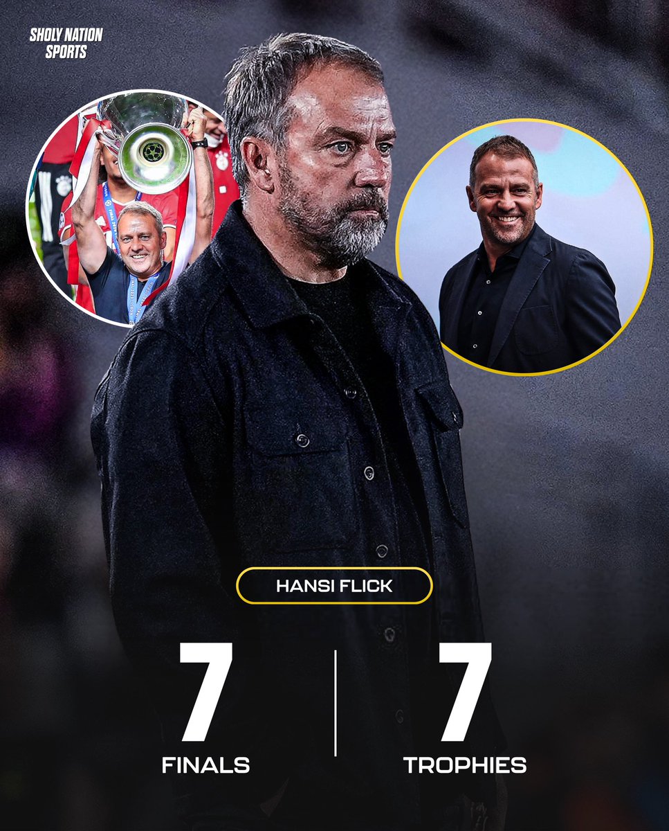 🇩🇪 Hansi Flick has won all 𝙎𝙀𝙑𝙀𝙉 finals he has managed in his career so far. 😳

🏆 DFB Pokal
🏆 Champions League
🏆 UEFA Super Cup
🏆 DFL Supercup
🏆 Club World Cup
🏆 Supercopa 
🏆 Copa del Rey

One of the best! 🔥