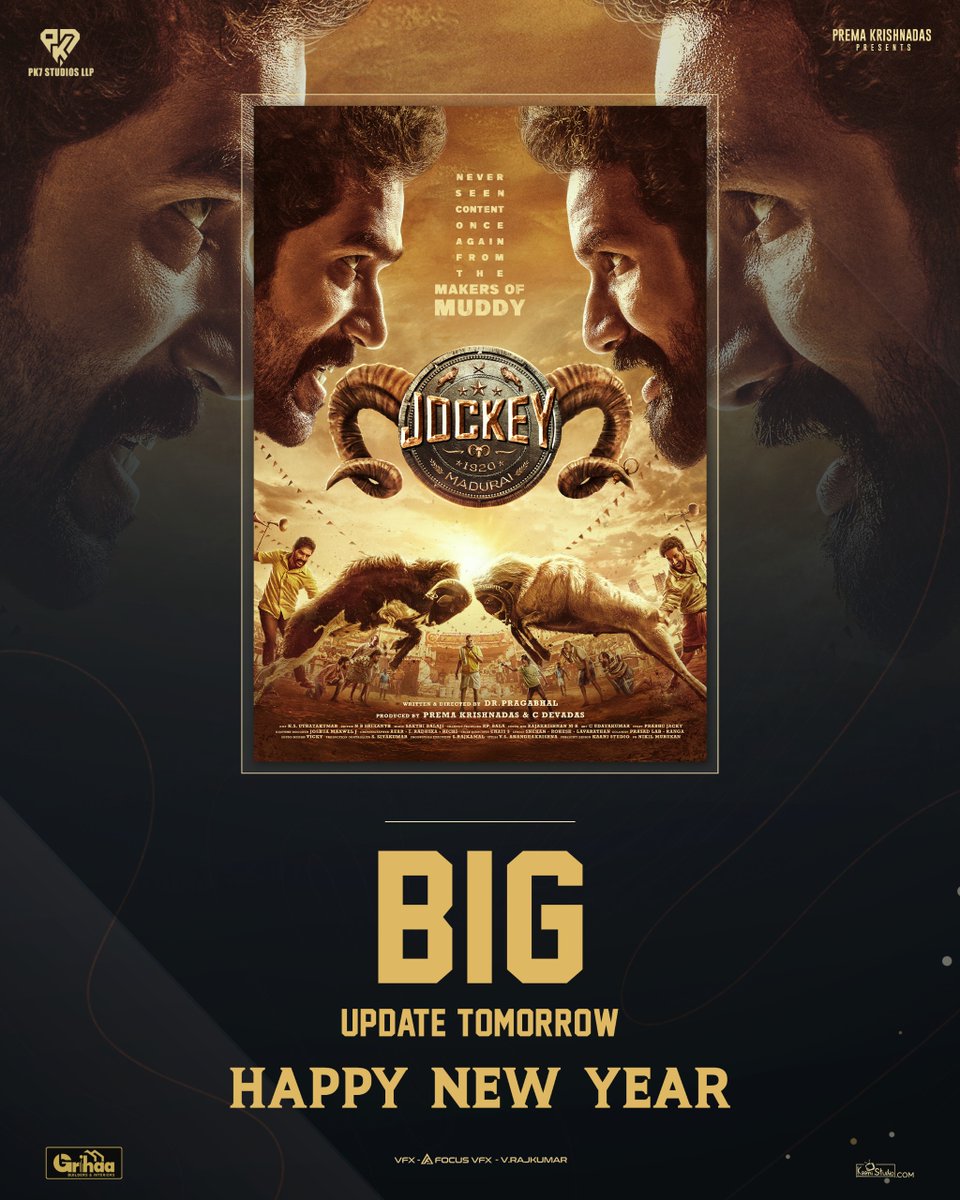 🎉✨ Happy New Year 2026! ✨🎉 A new year begins with a BIG UPDATE dropping TOMORROW… 🔥
From the world of #JOCKEY 🐐⚡ Raw action. Real intensity. Something BIG is coming.  Don’t blink this update changes everything. ⏳🎬

Tomorrow. Be ready.

<a href="/actoryuvan/">Yuvan Krishna</a> <a href="/ridhaankrishna/">Ridhaan Krishnas</a>