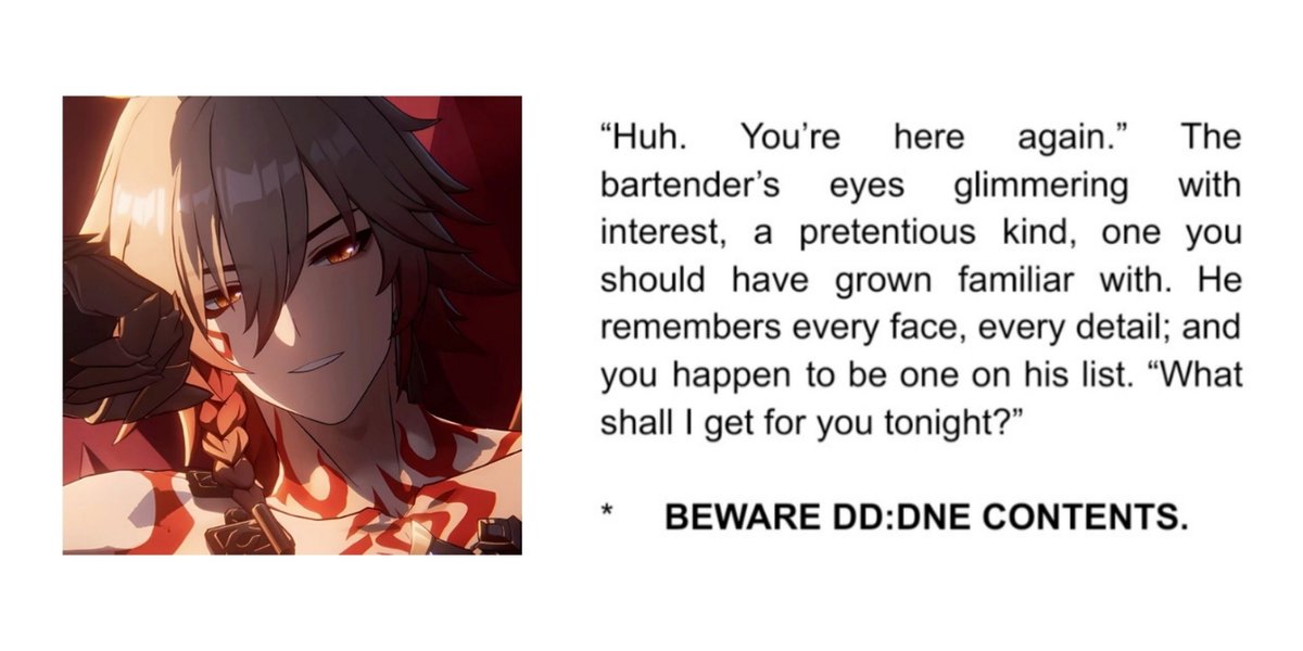 !2DFESS

Mind to leave your IC (EN／ID) or repost to be our acquaintances? Thank you, we’ll see you soon.     | W–OC. A̶n̶ ̶a̶s̶s̶a̶s̶s̶i̶n̶, your friendly bartender.