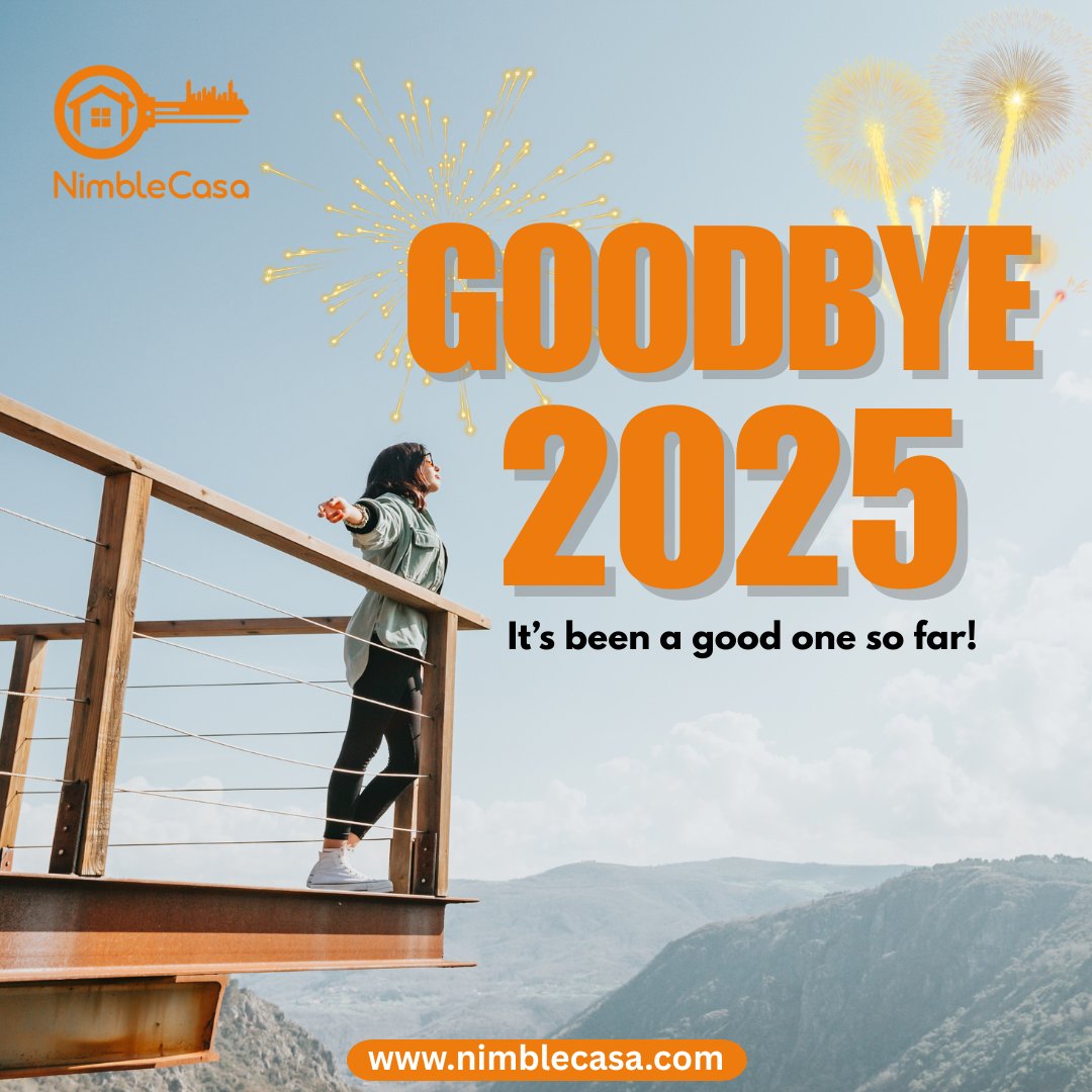 NimbleCasa's tweet photo. What a year of memories, and growth! Thank you for trusting @NimbleCasa to be part of your journeys. Here’s to even bigger moves, better stays, and more comfort in the year ahead.

We’re just getting started.
Cheers to new beginnings 🥂
#Goodbye2025 #NimbleCasa #NewBeginnings https://t.co/Dt5SvaFawN