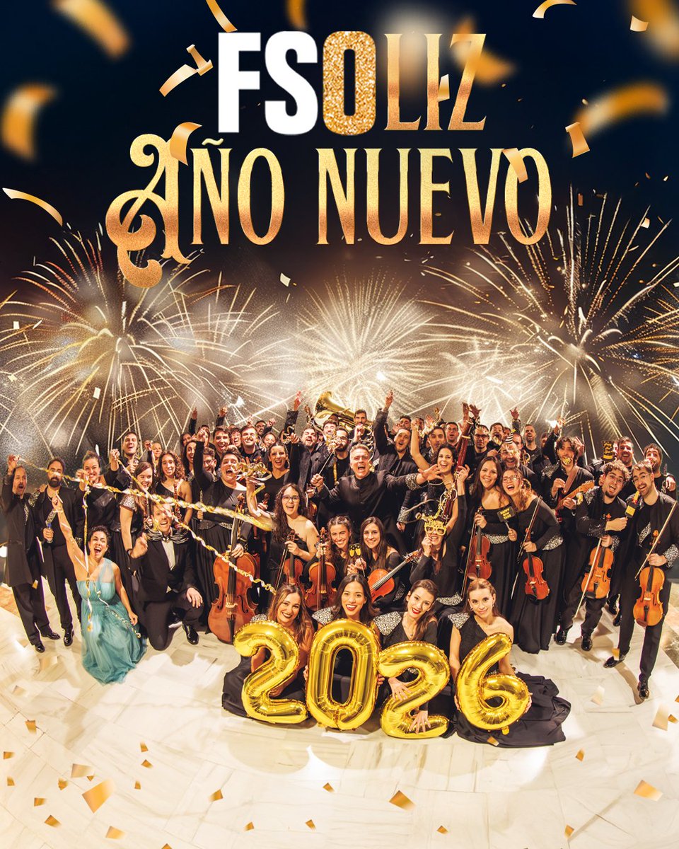 FilmSymphony's tweet photo. ✨¡Feliz Año 2026!✨
Desde FSO os deseamos que este nuevo año venga cargado de música, emoción y algún que otro momento épico digno de banda sonora 🎬🎶
Brindemos por tener mucha más música en nuestras vidas, y por seguir compartiendo magia juntos. 🥂🤩
#Feliz2026 #FilmSymphony https://t.co/t3yQh3iLXF