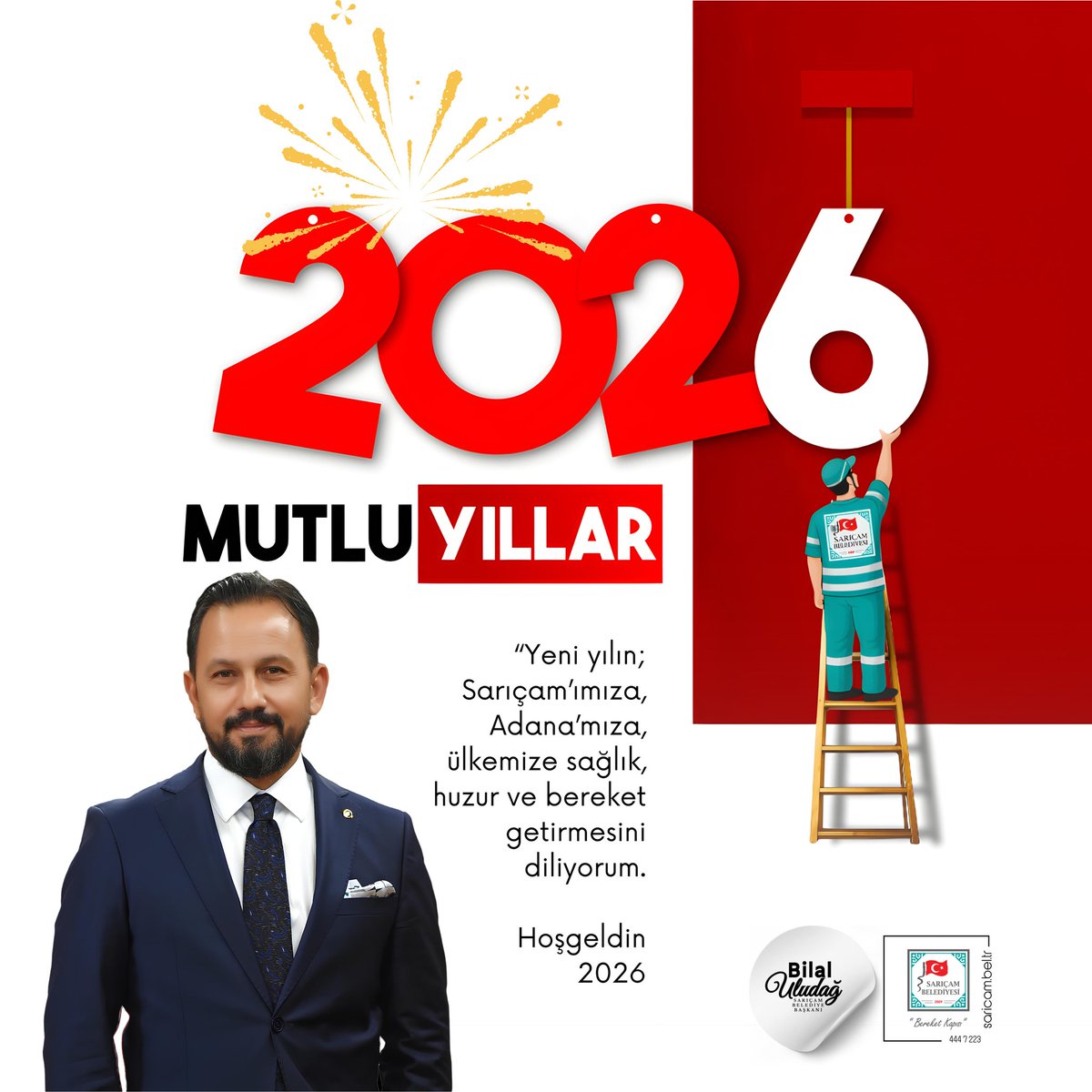 avbilaluludag's tweet photo. Yeni yılın; Sarıçam’ımıza, Adana’mıza, ülkemize sağlık, huzur ve bereket getirmesini diliyorum.

#2026
#Yeniyıl
#Sarıçam https://t.co/olHCo33Pxk