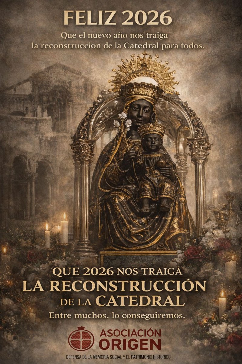 Durante este 2025, hemos tenido imágenes que no son pasado.
Son memoria viva.

Esta es la Catedral de Cartagena:
la que resistió el tiempo,
la que fue y es Sede, fe y ciudad,
la que nunca debió caer en el olvido.

Abajo, la Virgen del Rosell, morena como fue siempre,
rodeada de