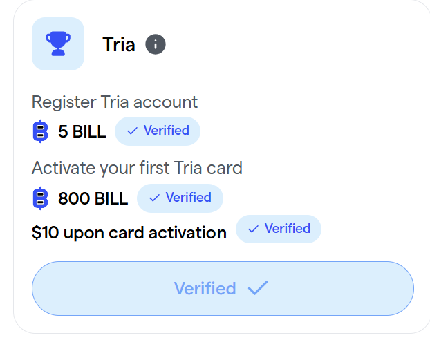 rizky_syahreza's tweet photo. End of 2025 is getting closer!

Since I started using the @useTria crypto card, the cashback I’ve earned has been pretty crazy 😅
With 4.5% cashback, you can probably guess how much I actually spent.

I went with the Signature card and kinda regret it now, because the Premium card would’ve unlocked way more XP and perks 😂

@billions_ntwk × @useTria partnership also makes a lot of sense.
As a Tria card holder, I even get perks on Billions! love to see it haha.
Great job, guys! Looking forward to more collab ideas between @billions_ntwk and @useTria
