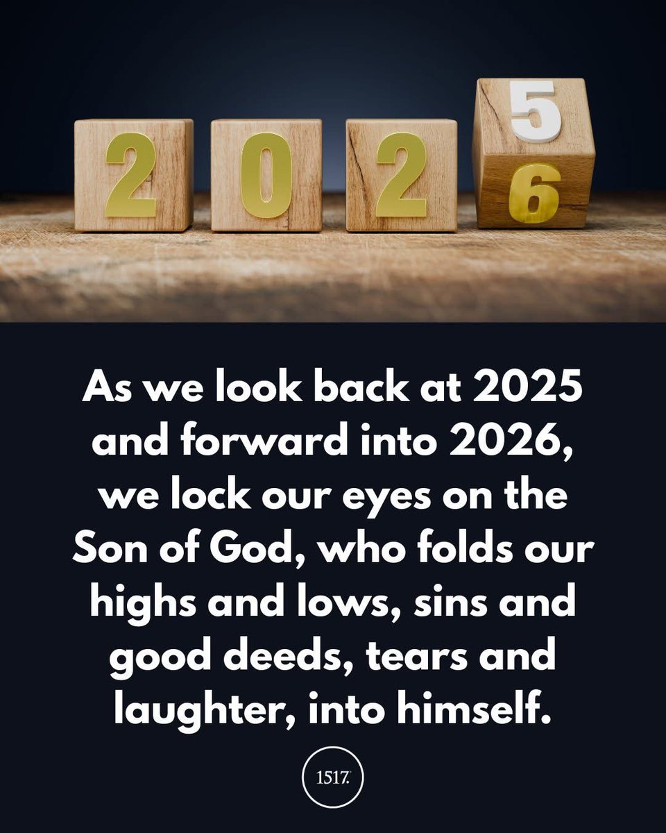 birdchadlouis's tweet photo. We really need two faces on this closing day of the year: one to look back and one to look forward. Indeed, for that reason, the first month of the year, January, is named after the two-faced "god" Janus, who had faces looking forward and backward.

We look back to the highs and lows of 2025. Many of us buried family members and welcomed newborns. We laughed with family and friends, and we stumbled through dark valleys that were eroded by tears. We did some things right, many things wrong.

In other words, we lived the human life, punctuated with the good and the bad, the ugly and the beautiful.

We also look forward to 2026. What will it bring? God only knows. But because the God who knows is also the God who loves, we step into the new year with boldness and confidence.

We do not worship a weak god or a deity who’s figuring things out as he stumbles along. He is all-good, all-knowing, and all-powerful. He’s got the whole world in his nail-scarred hands.

And he has me and you.

As we look back at 2025 and forward into 2026, we lock our eyes onto the Son of God, who folds our highs and lows, sins and good deeds, tears and laughter, into himself. 

All our days and years are lived in him, who loved us and gave himself up for us, that we might be his own.

____
Join in 2026 for Bible in One Year! Sign up at https://t.co/GmXaZBLQth