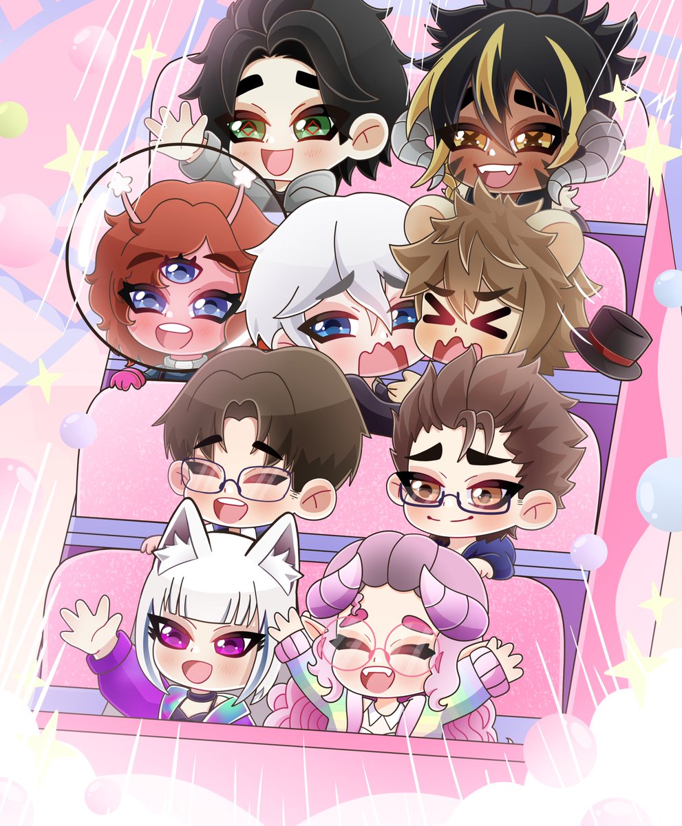 Ending 2025 with a HUGE thank you. The art features some of my biggest supporters, but this is for everyone　who showed up for me this year. I couldn’t do this without you. 

Baie dankie.

本当にありがとうございます!

🖍️ <a href="/biinniiart/">Belén ♡</a> 

#Vtuber #VTuberEN #TwitchStreamer #vtuberart