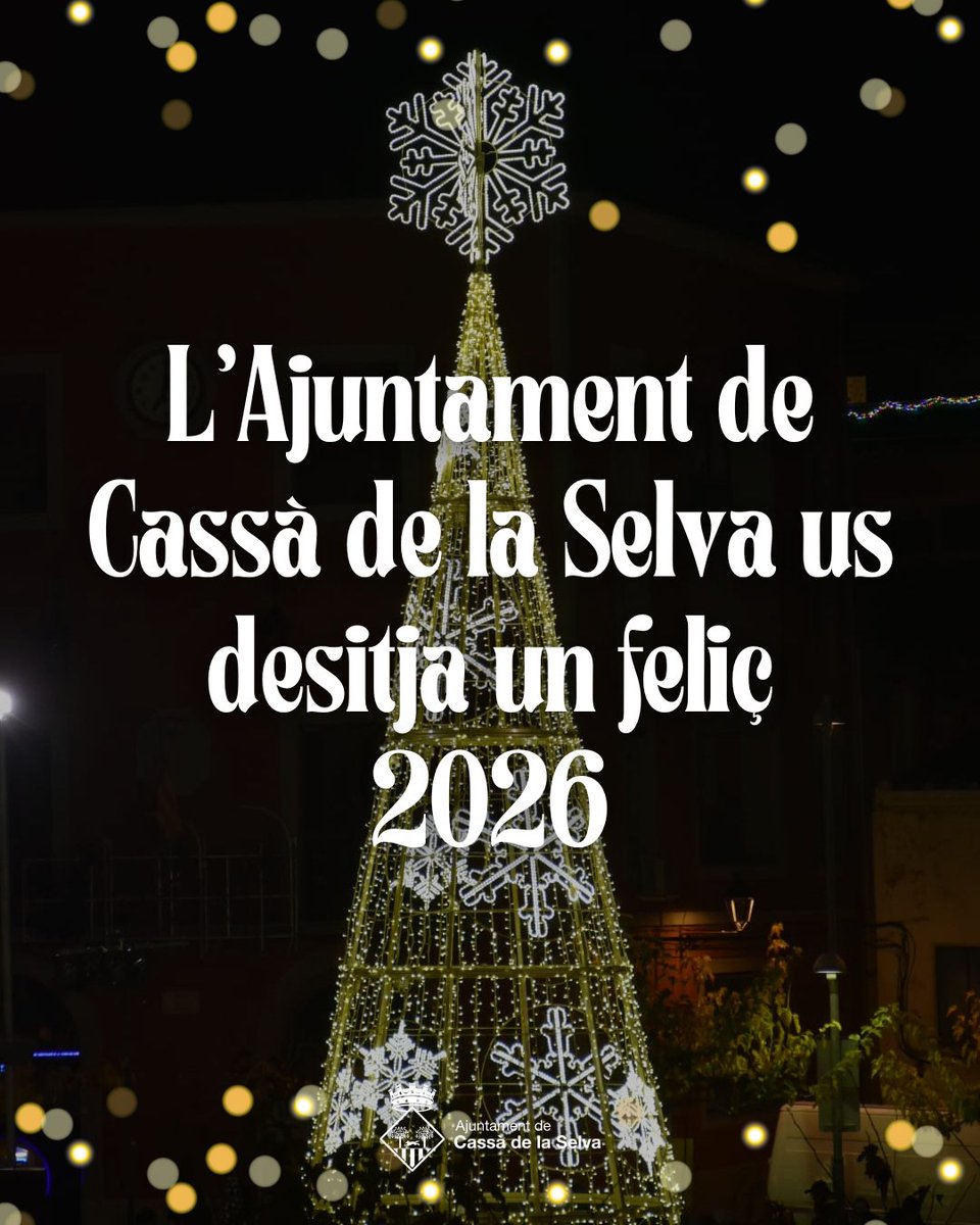 🎄 Des de l’Ajuntament de Cassà de la Selva us desitgem que aquest nou any que arriba estigui ple de salut, bons moments i oportunitats per a tots els cassanencs i cassanenques.
🎉 Bon Any 2️⃣0️⃣2️⃣6️⃣!

#InfoCassà #NadalACassà