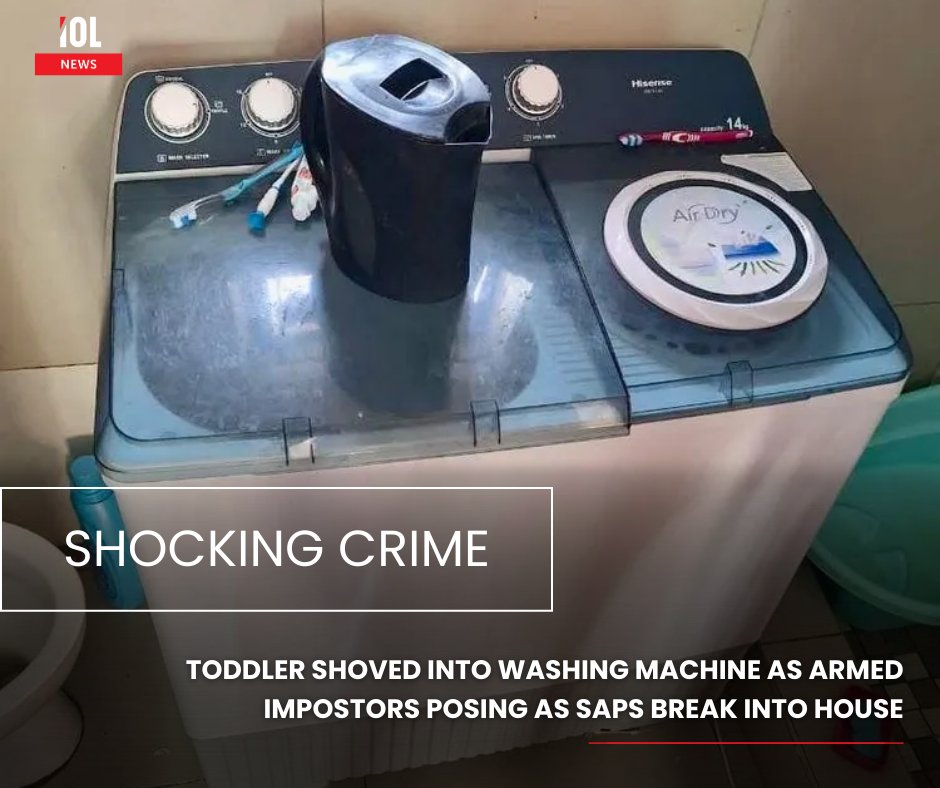IOL's tweet image. A four-year-old girl was horrifically forced into a washing machine after armed suspects posing as police raided a KwaZulu-Natal home.
#Hazelmere #HomeInvasion #ChildAbuse #KwaZuluNatal #rusa 
Read on tinyurl.com/3b5efhcc