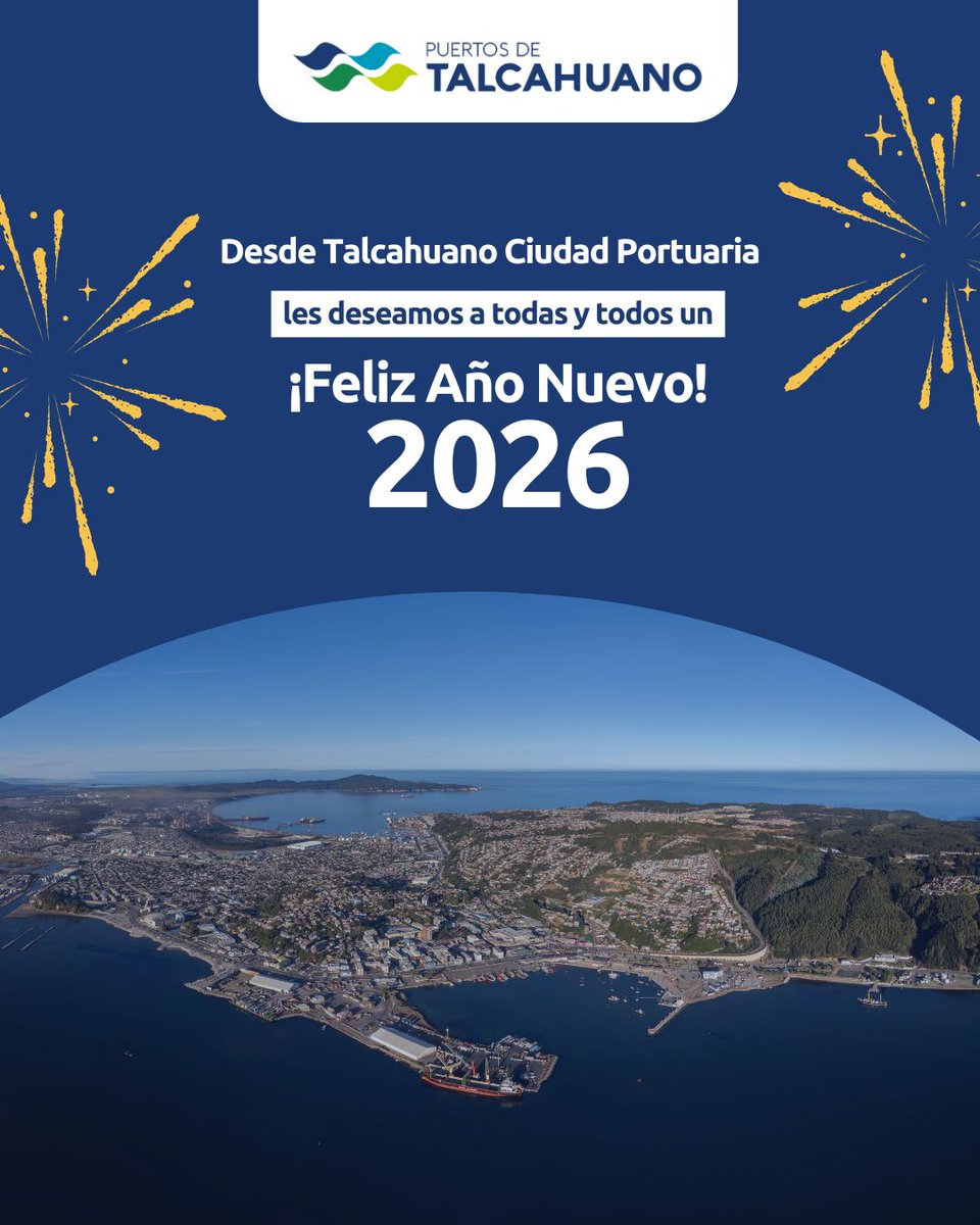Les deseamos que el año que está pronto a iniciarse sea próspero para todas y todos, en especial para las vecinas y vecinos de #talcahuanociudadportuaria. Desde #PuertosDeTalcahuano, seguiremos junto a ustedes con #Sostenibilidad, #Innovación y mucha #LogísticaSegura.