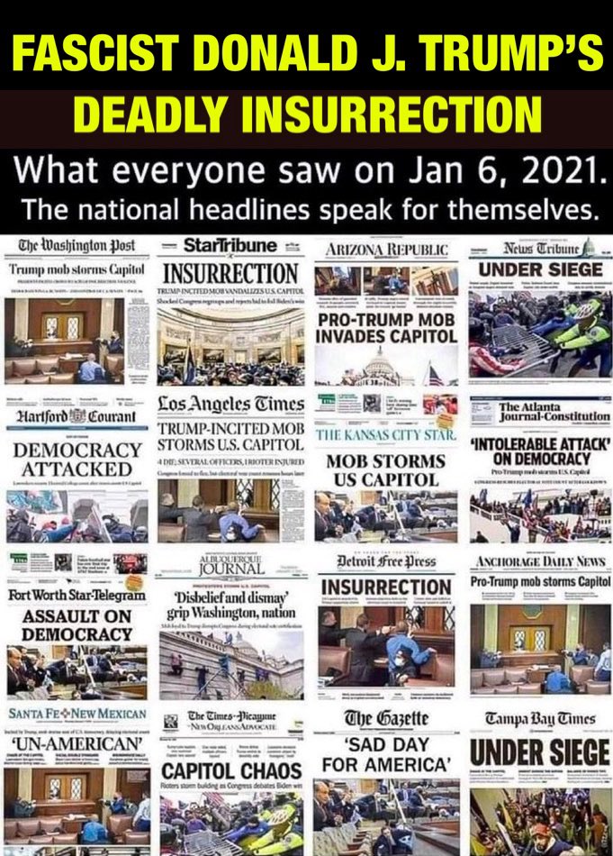 Jkineman's tweet photo. DAILY 🧵(1/12) to remind the world nothing can erase the fact a sitting U.S. president in an attempted coup planned and executed a deadly insurrection against the United States.

🟠—> DONALD J. TRUMP ATTACKED THE UNITED STATES OF AMERICA ‼️

#TrumpCoup
#TrumpDeadlyInsurrection https://t.co/FIzQK2ZbZZ