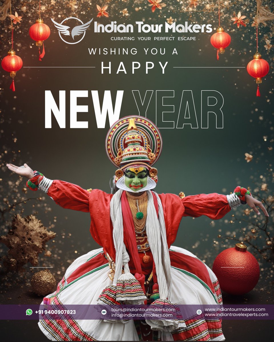 ITMKerala's tweet photo. 𝐍𝐞𝐰 𝐘𝐞𝐚𝐫 𝐆𝐫𝐞𝐞𝐭𝐢𝐧𝐠𝐬 𝐟𝐫𝐨𝐦 𝐈𝐧𝐝𝐢𝐚𝐧 𝐓𝐨𝐮𝐫 𝐌𝐚𝐤𝐞𝐫𝐬!

Thank you to our clients, partners &amp; travelers for your trust. We look forward to creating unforgettable journeys across Kerala &amp; India in 2026!

✨ Happy New Year!

#HappyNewYear2026 https://t.co/3jsaLjj7uV