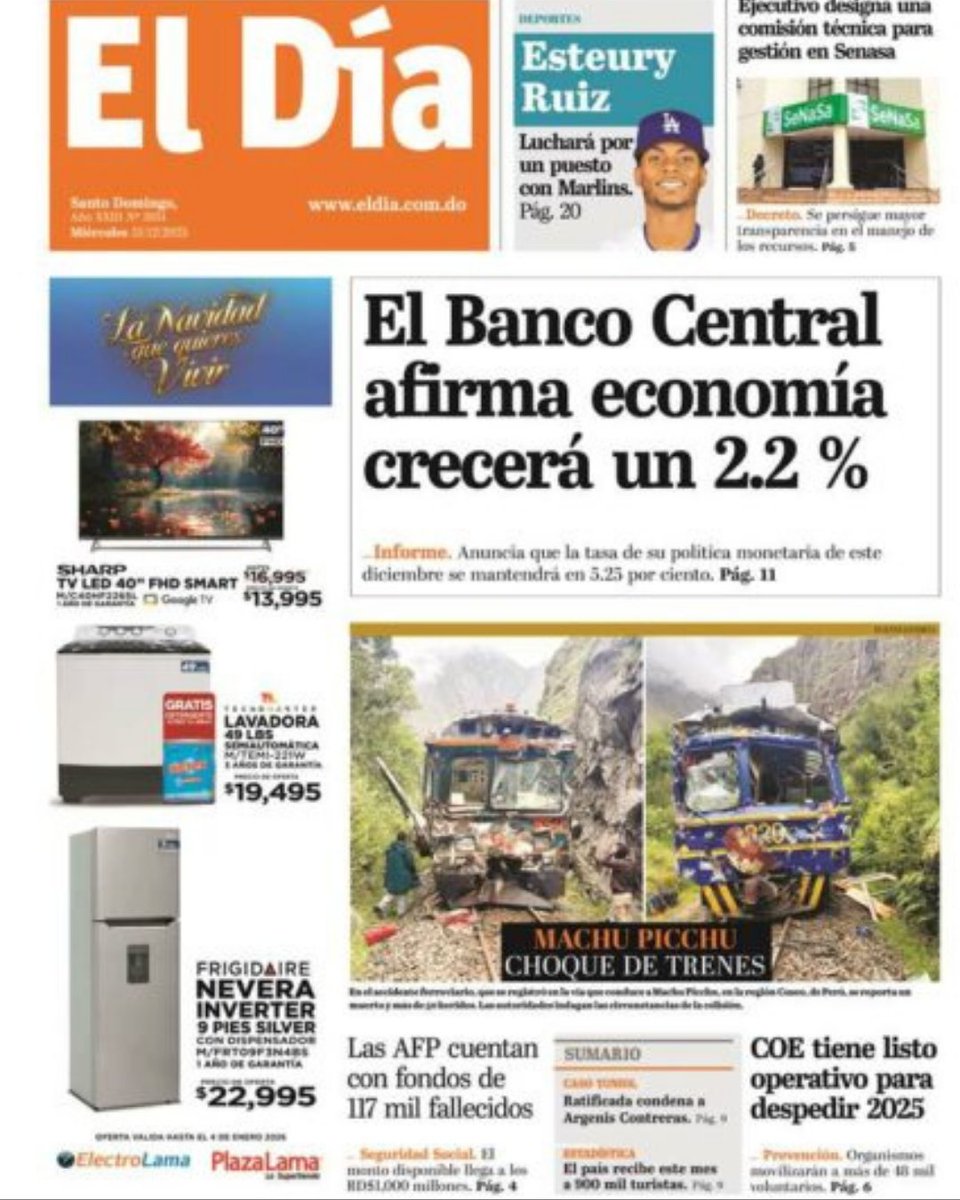 ElDia_do's tweet photo. #Portada | Edición impresa 31 de diciembre 2025

https://t.co/YSLmKuMVrc

#eldia #ediciónimpresaeldia https://t.co/WqA9amc7Cu