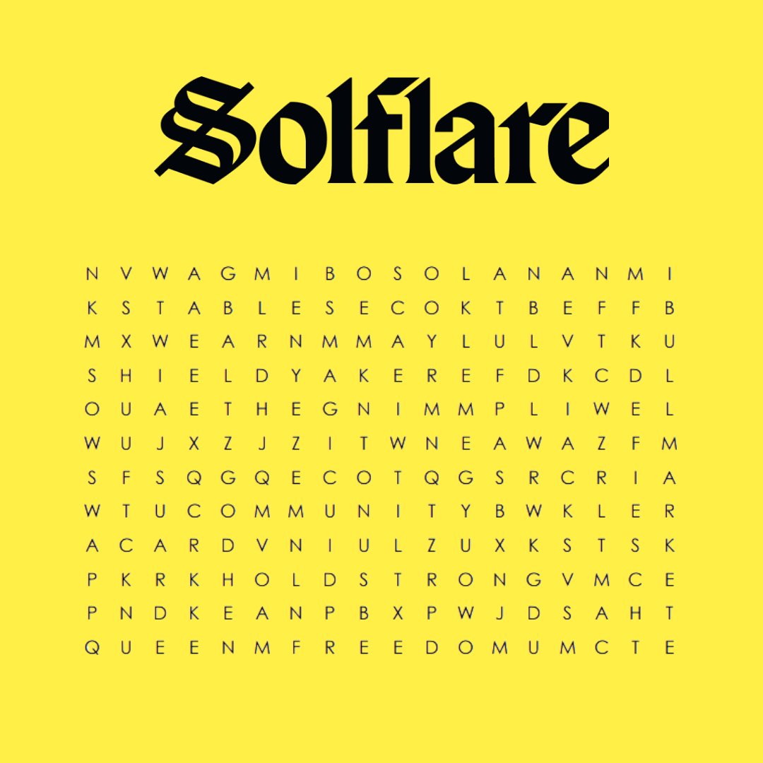 solflare's tweet image. Last GM of 2025 🎉

We made a small word search to close the year.
The first 3 you spot will guide your 2026.

What showed up for you? ↓