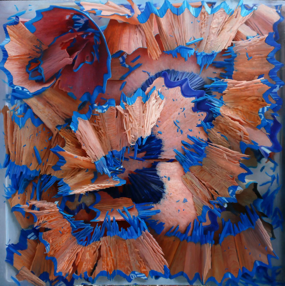 plusonegallery's tweet image. Wishing all of our followers a great start to 2026!

Today we bring you a new painting by #JavierBanegas now available in the gallery! ‘Shavings X’ oil on board, 110 x 110 cm. For any enquiries or further information email info@plusonegallery.com #plusonegallery #hyperrealism