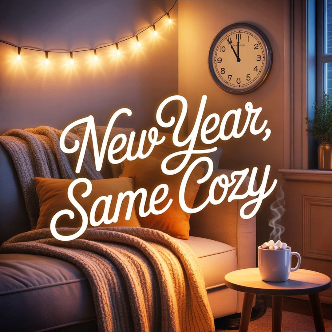 New Year’s Eve plans: stay cozy, stay grateful. ✨🕯️ #CozyNYE #NewYearEve #HolidayGlow