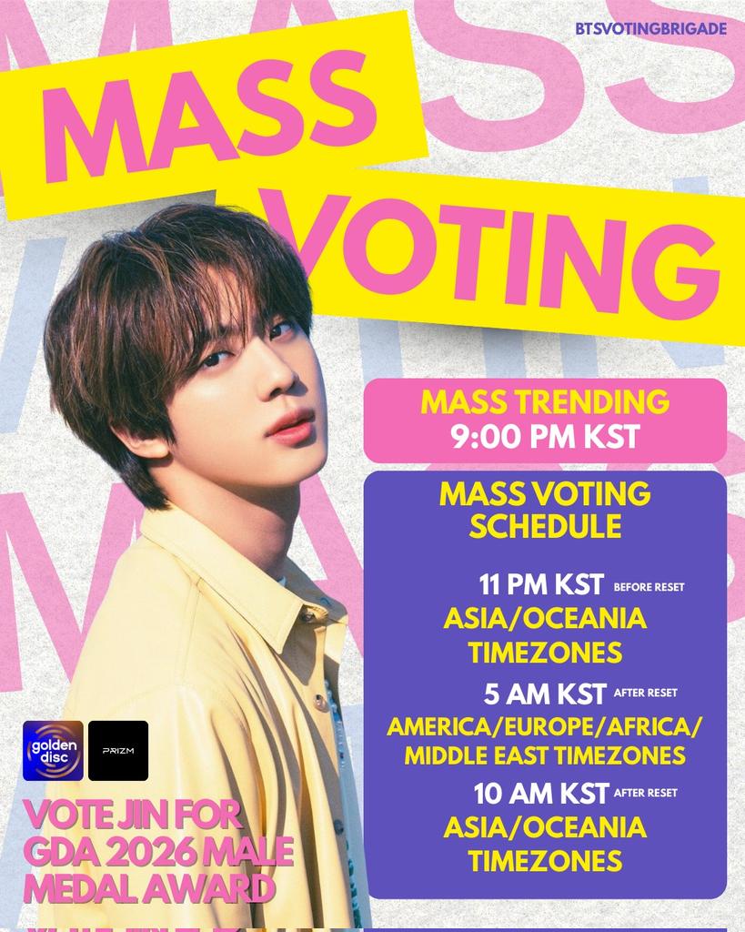 رای‌گیری Golden Disc Awards

آرمی لطفا برای مس ووتینگ ما در ساعت 17:30 آماده باشید با تمام اکانت هایی که دارید به جین رای بدید

🔹4 رأی در روز میتونید بدید
🔹با ساخت اکانت و اشتراک‌گذاری، 2رأی اضافی میگیرید

لینک سایت: global.prizm.co.kr/story/gda25

آموزش: bit.ly/48TqEEA