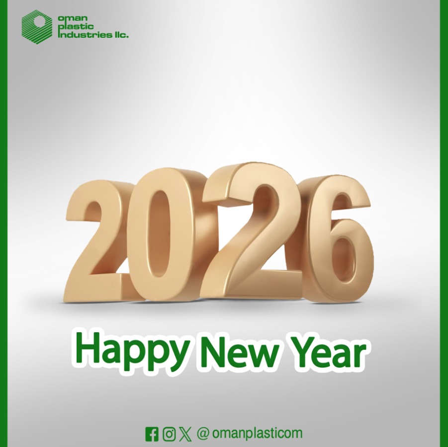 omanplasticom's tweet photo. الشركة العمانية للصناعات البلاستيكية تتمنى لكم عاماً سعيداً مكللٌ بالنجاح والازدهار Oman Plastic Industries wishes you a happy year filled with success and prosperity. #2026 #newyear2026 https://t.co/iYaRMTrwKD