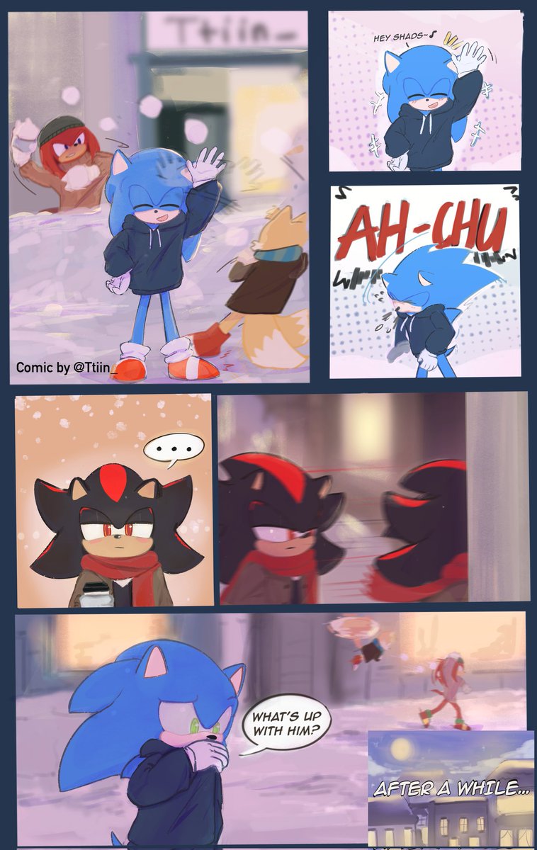 Ttiin_'s tweet image. 🧣✨(4/5) | very very late Christmas comic, I tried 🥲. Happy new year everyone!!! 🫶 

#sonadow #shadonic