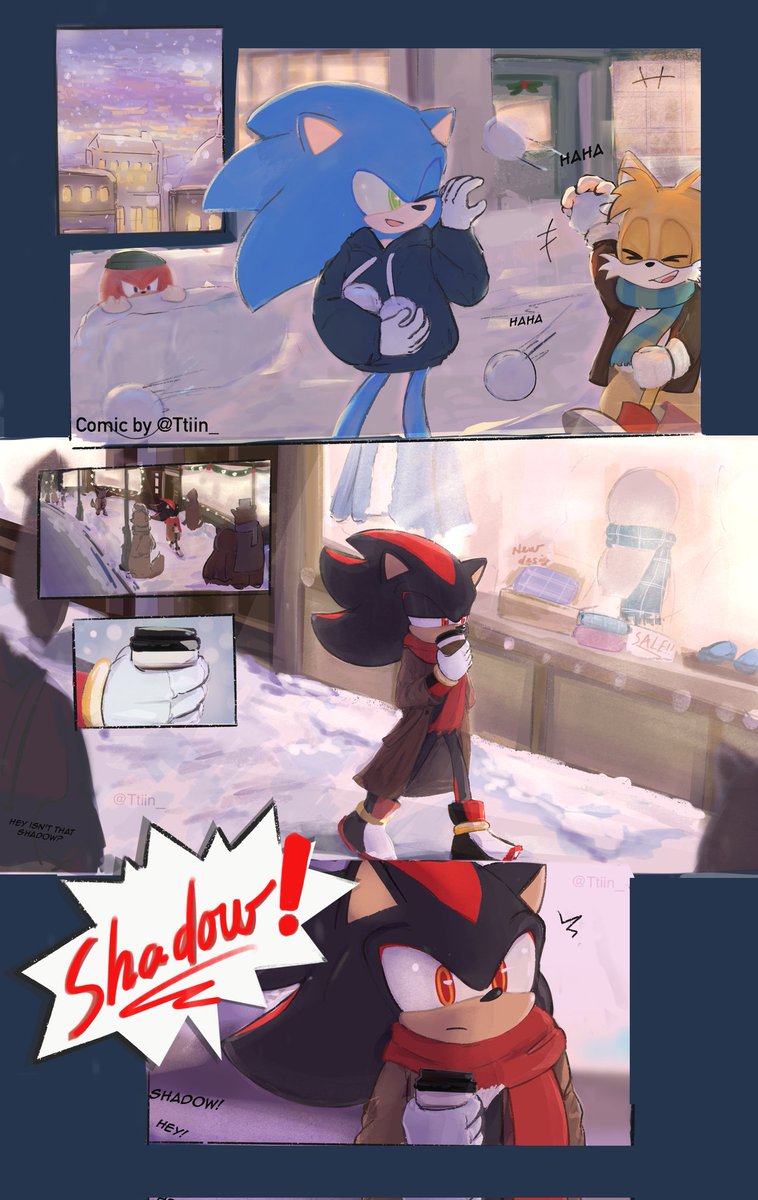 Ttiin_'s tweet image. 🧣✨(4/5) | very very late Christmas comic, I tried 🥲. Happy new year everyone!!! 🫶 

#sonadow #shadonic