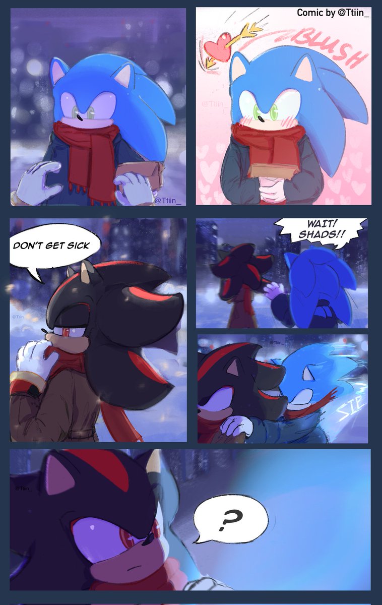 Ttiin_'s tweet image. 🧣✨(4/5) | very very late Christmas comic, I tried 🥲. Happy new year everyone!!! 🫶 

#sonadow #shadonic