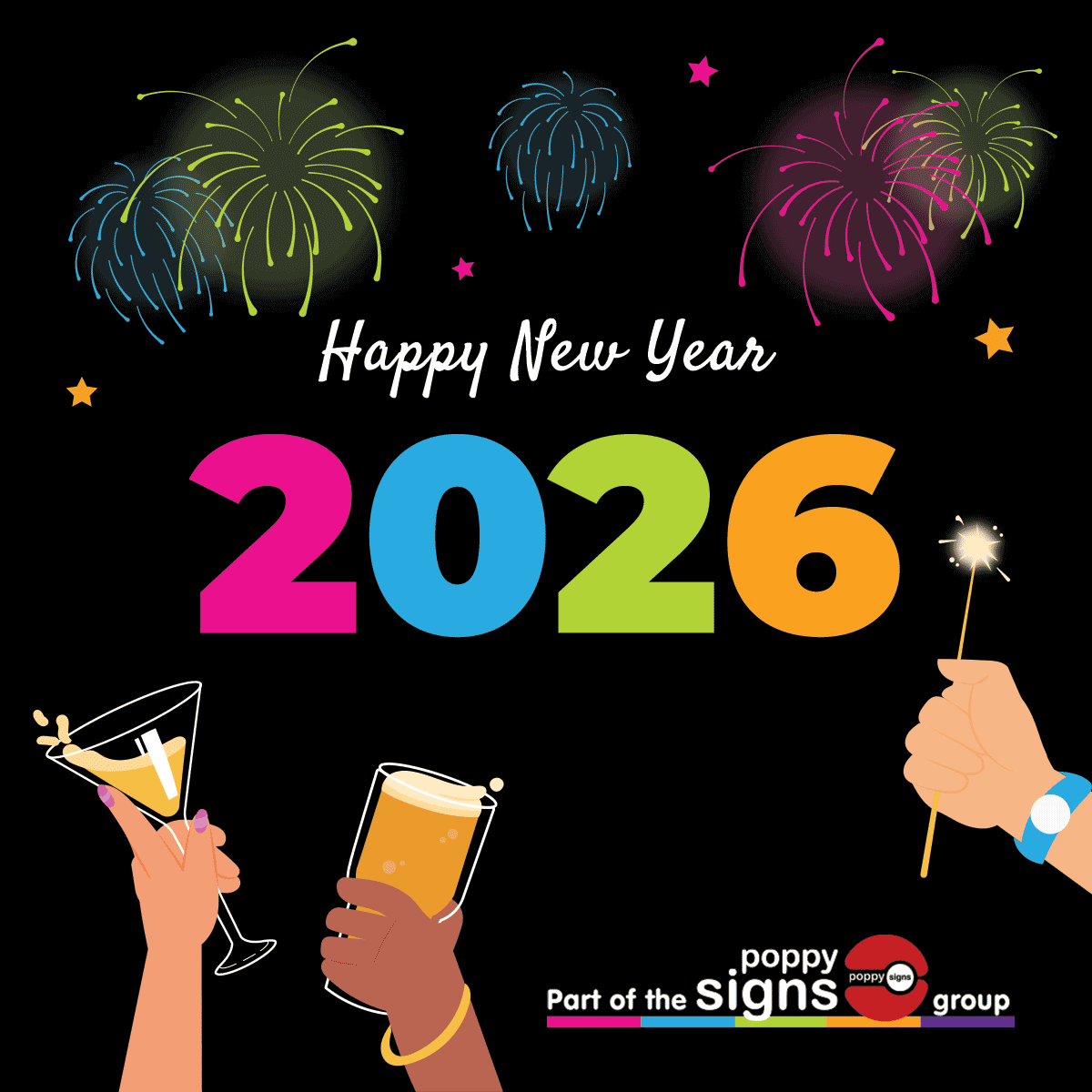 PoppySignsltd's tweet photo. Happy New Year! 🥂

Wishing everyone a year ahead filled with health, happiness, and success.

#HappyNewYear #NewYear2026 #FreshStart https://t.co/iQQhRgRwBE