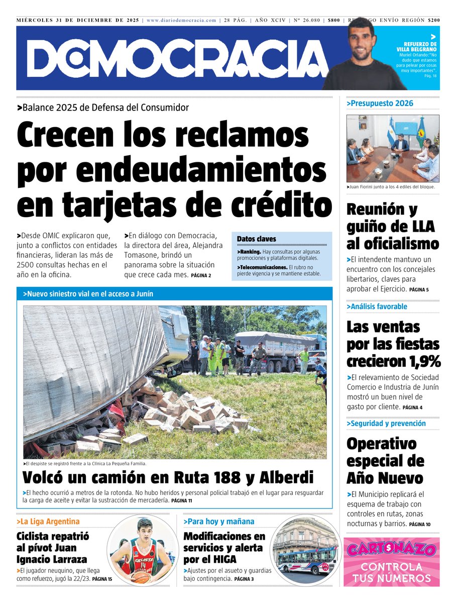 La tapa de hoy de Democracia 👇