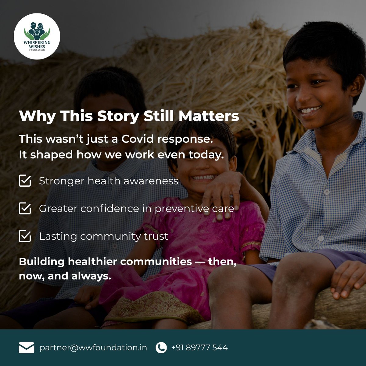 WWishesInd's tweet photo. As we close 2025, Whispering Wishes Foundation looks back at a journeY.
 
Partner with Whispering Wishes Foundation and create meaningful impact together, write to us at partner@wwfoundation.in or call us at +91 89777 54400.
#WhisperingWishes #NGO #CSR #Covid https://t.co/n1fH3eI6C1
