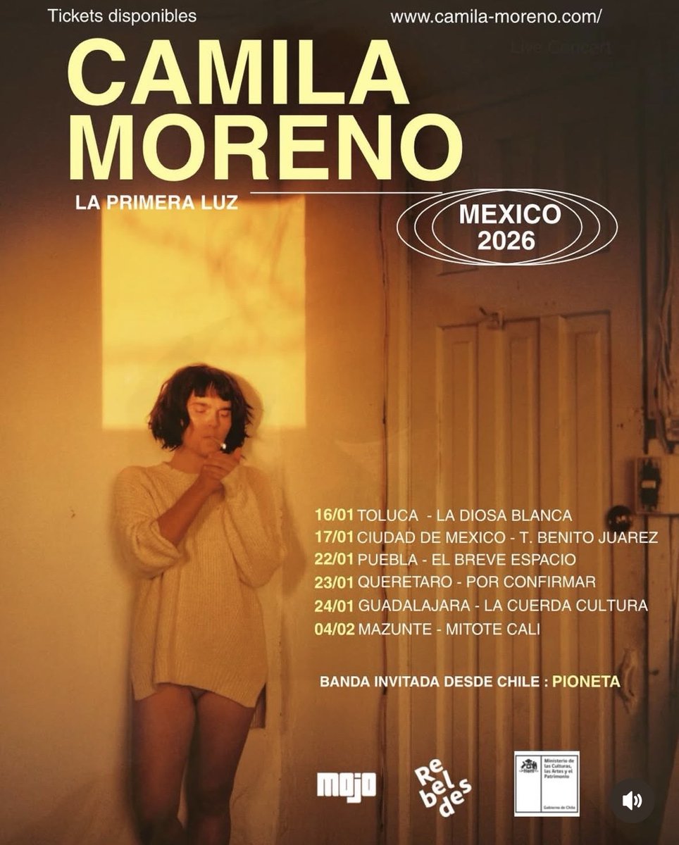 .<a href="/camilamoreno_/">Camila Moreno</a>  regresa a Puebla para el 22 de enero en .<a href="/breveespaciopue/">Breve Espacio Puebla</a>