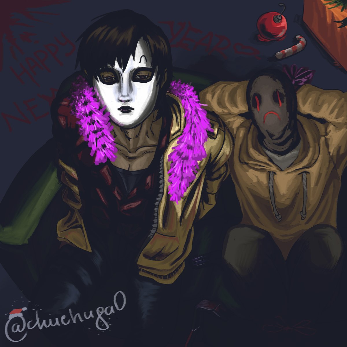 chuchuga0's tweet image. Well, friends... I guess this is my last art this year.
#creepypasta #masky #hoodie