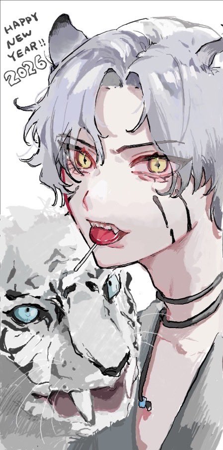 年越し絵チャで描いた絵
干支の擬人化がテーマでした🐯