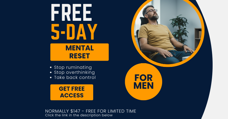 MindResilience's tweet photo. Feeling stuck in your head and can't switch off?

This free 5-Day Mental Reset gives men practical tools to stop overthinking, calm anxiety &amp; feel present again—in just 15-30 min/day.

Normally €147, free for limited time.