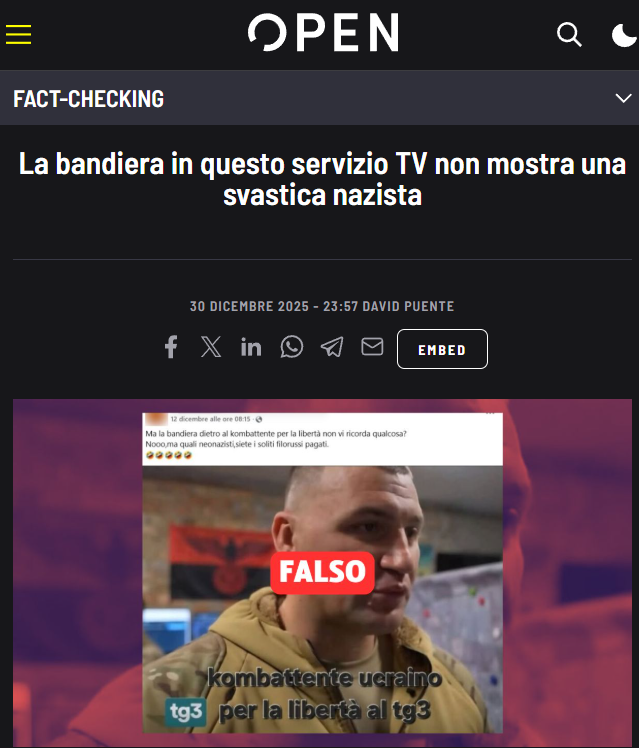 David Puente, 🇮🇹 fact-checker working for Facebook, attempts to whitewash Ukrainian neo-Nazis by saying that the military patches of the Ukrainian far right featuring the Nazi eagle do not refer to Nazi Germany but to the Roman Empire.