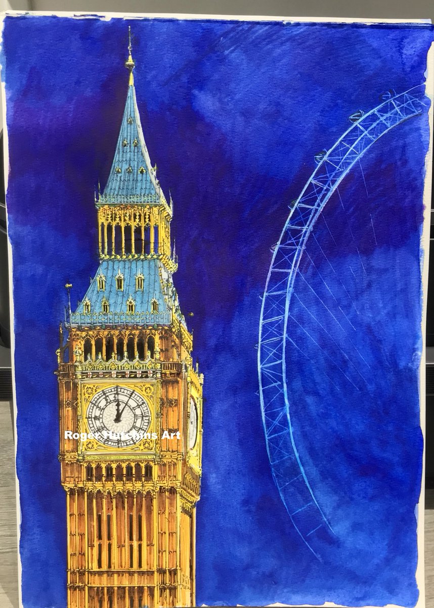 RogerHutchinsI1's tweet image. Happy New Years' Eve everyone. I wanted to share these 'stages' illustrations with you.  Painted in Watercolour, Acrylic and Pastel.  #NewYearsEve2025 #newyear  #bigben  #newyearscountdown  #londoneye  #artistsonX  🍾 👨🏼‍🎨 🎆 🎇
