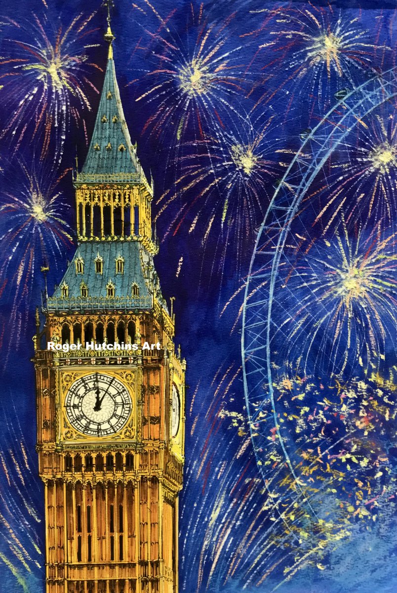 RogerHutchinsI1's tweet image. Happy New Years' Eve everyone. I wanted to share these 'stages' illustrations with you.  Painted in Watercolour, Acrylic and Pastel.  #NewYearsEve2025 #newyear  #bigben  #newyearscountdown  #londoneye  #artistsonX  🍾 👨🏼‍🎨 🎆 🎇