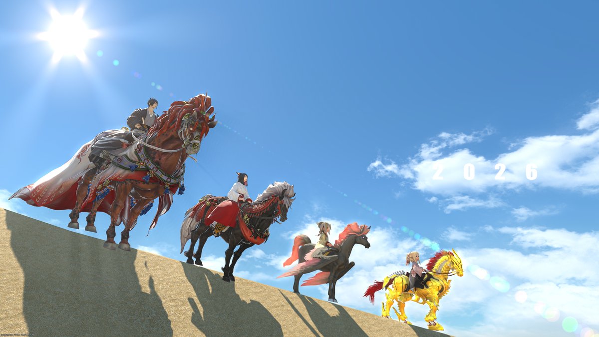 ringo_miel's tweet photo. 明けましておめでとうございます！
今年もよろしくお願いします！ﾋﾋｰﾝ🐎
＃FF14 https://t.co/gcSv0Exl1j