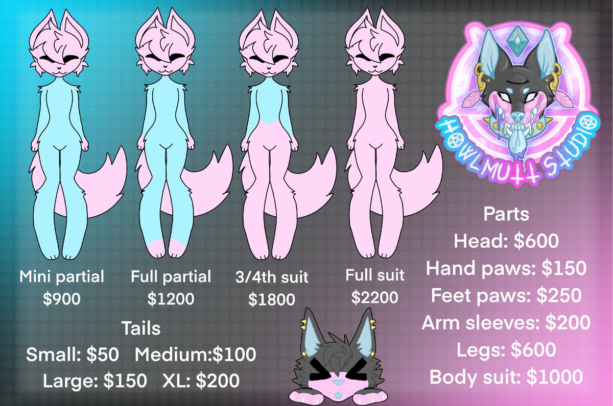 howlmuttstudio's tweet photo. Hello I have my fursuit commissions open for early 2026 

Feel free to comment or dm me  to get quotes  all prices seen are base price https://t.co/i7MzSxDTG2