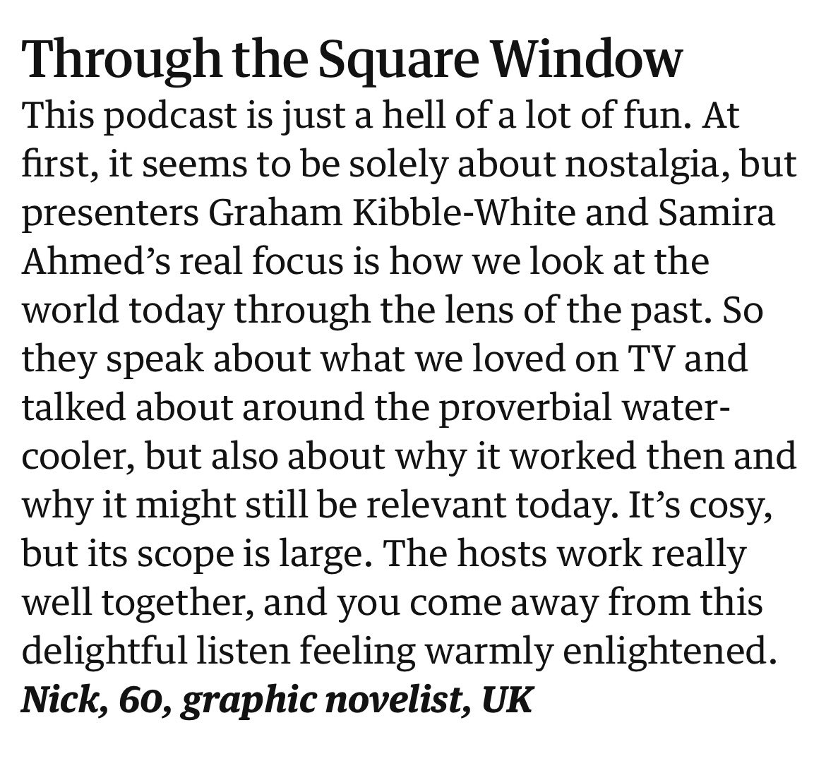 squarewindowpod's tweet image. Lovely and very generous appraisal of our podcast in The Guardian.