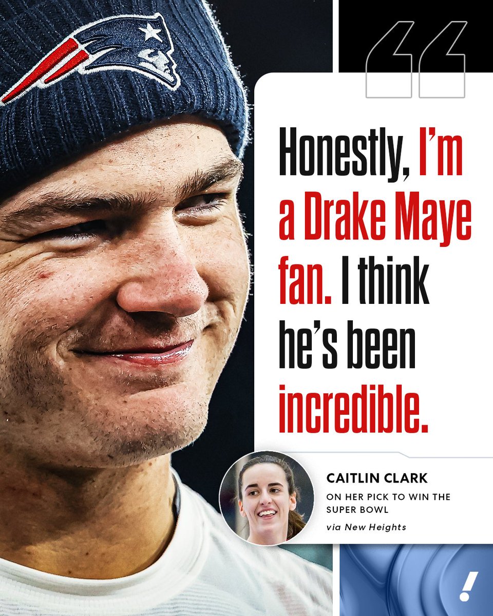YahooSports's tweet photo. Looks like Caitlin Clark will have her eyes on the Pats when the NFL playoffs begin 👀 https://t.co/KxQamEHiLB